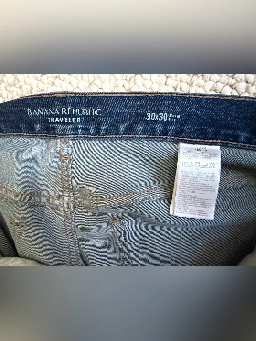 Banana Republic Men's Traveler Jeans, Slim Fit, Faded Indigo, 30